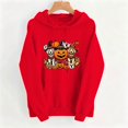 thumbnail image 3 of Fmbrln Women's Halloween Graphic Hoodie Long Sleeve Drawstring Hooded Sweatshirt Casual Pumpkin Print Pullover Tops with Pocket Red 2XL, 3 of 5