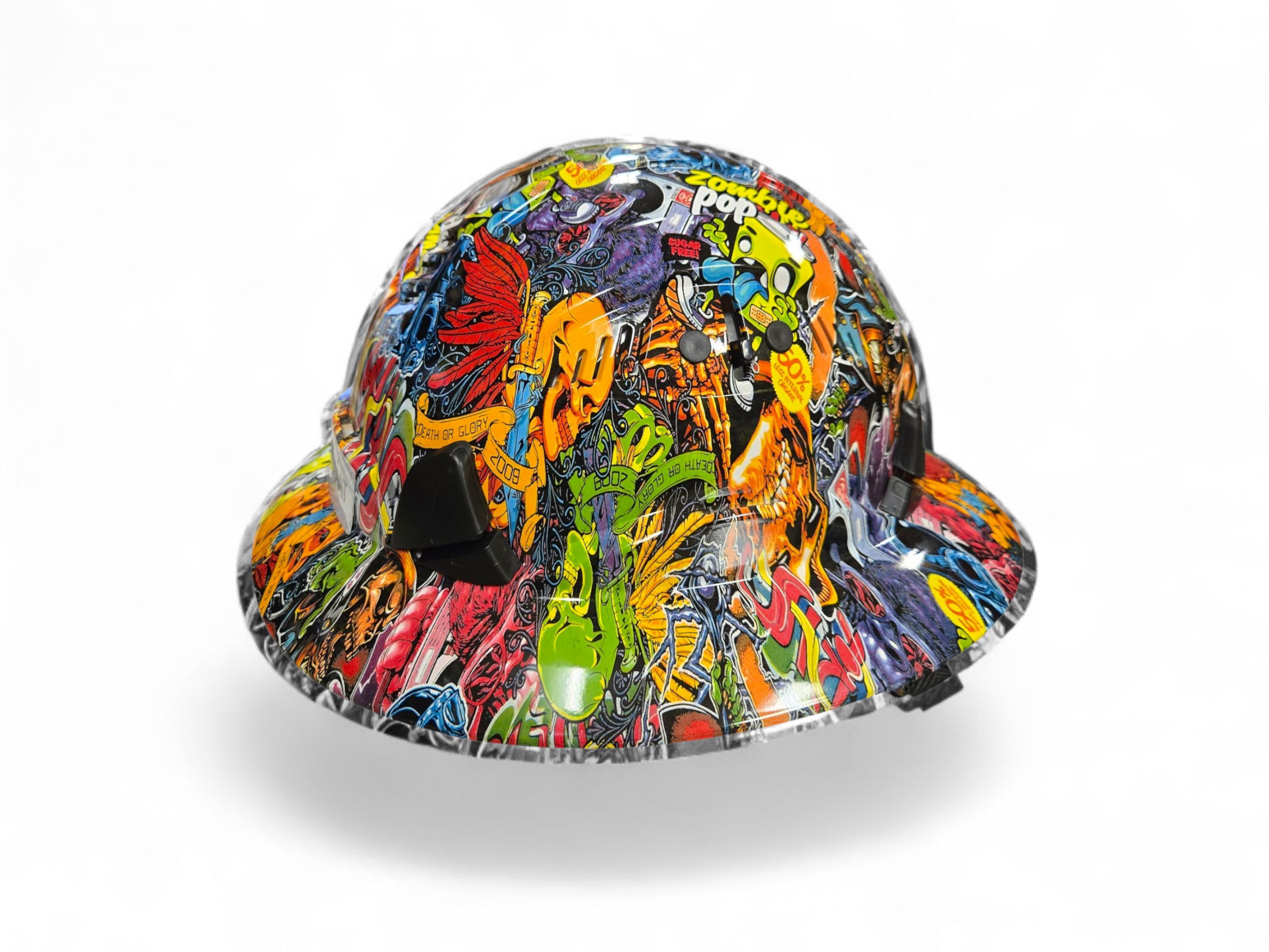 HDPE Hydro Dipped  Graffiti  Full Brim Hard Hat with Fas-trac Suspension