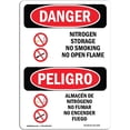 thumbnail image 1 of OSHA Danger Sign - Nitrogen Storage No Smoking Bilingual | Vinyl Label Decal | Protect Your Business, Construction, 1 of 5