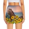 thumbnail image 4 of Xecao's Horse Sunflowers for a double-layer running short for women, perfect for gym, tennis, and more, featuring a convenient pocket., 4 of 9