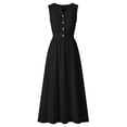 thumbnail image 4 of Lovzfmll Women's Sleeveless Solid Maxi Dress with V-Neck and Button Detail, Loose Fit Casual Long Dress for Warm Weather, 4 of 9