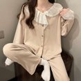thumbnail image 2 of Pijamas INS de primavera y otoño para mujer, conjunto de ropa de dormir con cuello de muñeca de encaje, ropa de casa bonita y dulce, nuevo Pijama femenino, traje de dormir, 2 of 4