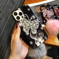 thumbnail image 5 of Compatible with iPhone 11 Case Bling Glitter 3D Diamond Rhinestone Girly Case Cute for Women Girls Sparkle Shiny Luxury Crystal Butterfly with Plush Fuzzy Furry Ball Phone Case Gray, 5 of 14