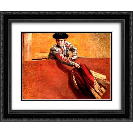 Arturo Michelena 2x Matted 24x20 Black Ornate Framed Art Print 'Estudio de torero para la vara rota'
