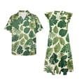 thumbnail image 4 of Uorisanigo Palm Leaf Couple Matching Outfit Husban and Wife Clothing Comfortable Men's Short Sleeve Shirt Beach Tops and Women's V-neck Dress A-Line Party Dresses Size 2XS, 4 of 7