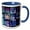 Blue/White, variant on 3drose, Image of Metallic Purple and Fuchsia Cubes with Bird, 11oz Magic Transforming Mug