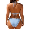 thumbnail image 5 of Womens Bikini Swimsuits, Swimsuit Bikini, Two Piece Swimsuit for Women, Full Coverage Bikini, Women String Bikini Set Halter Side Tie Two Piece Swimsuit Triangle Bathing Suits, Light Blue S, 5 of 5