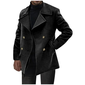 FAHUOMU Men's Winter Coat Oversized Notched Long Jacket Trench