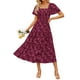 thumbnail image 1 of Vestido ZESICA para mujer, estilo bohemio, floral, midi, talla S, color vino, 1 of 8