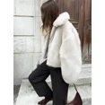 thumbnail image 5 of Abrigo de piel sintética con solapa y cremallera para mujer, chaqueta gruesa de manga larga, holgada y esponjosa, ropa de calle alta para otoño e invierno, 2024, 5 of 5