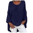 thumbnail image 2 of WXLWZYWL Women Dressy Casual Long Sleeve Shirts Fall Tuninc Tops Cotton/Linen Embroidery Jacquard Blouse Round Neck Flowy Peplum Loose Fit T-Shirt, 2 of 6