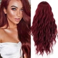 thumbnail image 2 of 28Inch Long Wavy Wine Red Synthetic Wig for Women Middle Part Women's Heat-Resistant Natural Hair Cosplay Party Lolita Wig Hair Extension Wig Clearance, 2 of 6