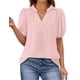 thumbnail image 1 of Blusa PRETTYGARDEN Mujer Cuello en V Manga Corta Abullonada Rosa, 1 of 8