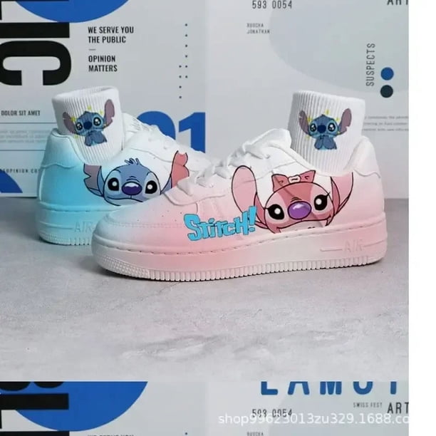 Nuevas zapatillas de deporte de dibujos animados de Disney Stitch Angel para mujer, transpirables y versátiles, zapatos de tabla para parejas, lindos zapatos de ocio para estudiantes Y2k