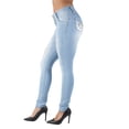 thumbnail image 5 of Fashion2Love Womens Juniors Butt Lift Push Up Mid Waist Ripped Distressed Skinny Jeans, 5 of 10
