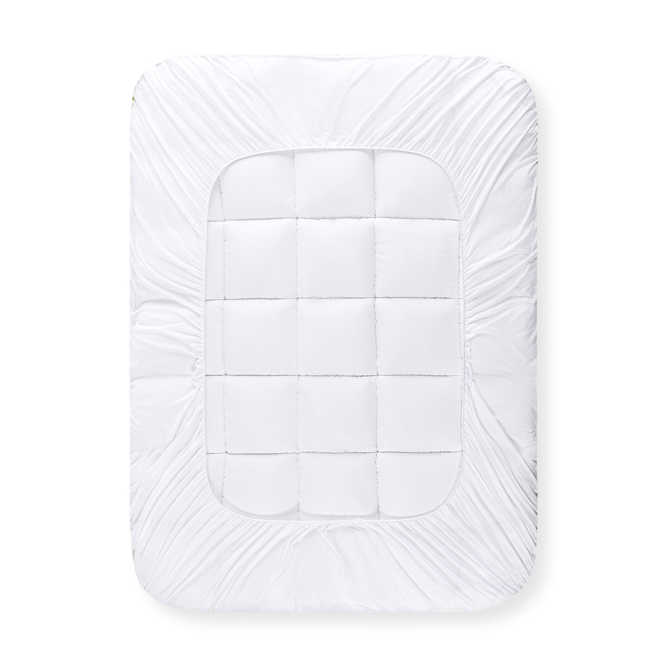 Sleep Zone Bamboo Mattress Topper Full Size with Deep Pockets, Soft Breathable Mattress Pad for Back Pain Relief, White
