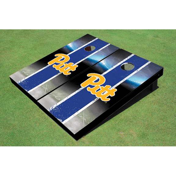 University of Pittsburgh Field Long Stripe Matching Royal Themed Cornhole Boards