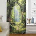 thumbnail image 6 of Forest Sheer Curtains 54 Inches Long, Nature Woodland Spring Scenic Green Trees Flower Light Filering Curtains, Breathable Simi Curtain Privacy Drapes for Kitchen Bathroom Small Window Treatment, 6 of 9