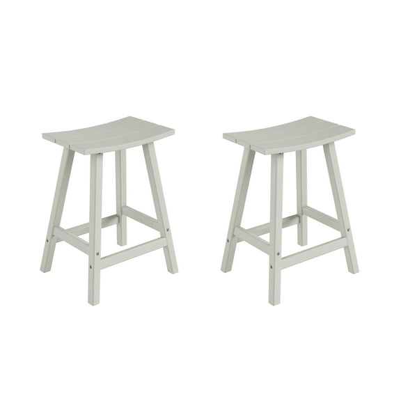 Costaelm 24" Poly Plastic Outdoor Patio Counter Stool (Set of 2), Sand