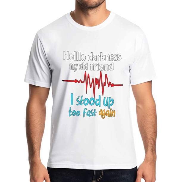 Camiseta de manga corta para hombre con texto "Hola Oscuridad, mi viejo amigo", cuello redondo, ECG Graffiti, color negro-S