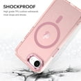 thumbnail image 2 of YINLAI iPhone 16e Case 6.1",Magnetic Surround Protection Transparent Sparkle TPU Shockproof Case for iPhone 16e,Pink, 2 of 7
