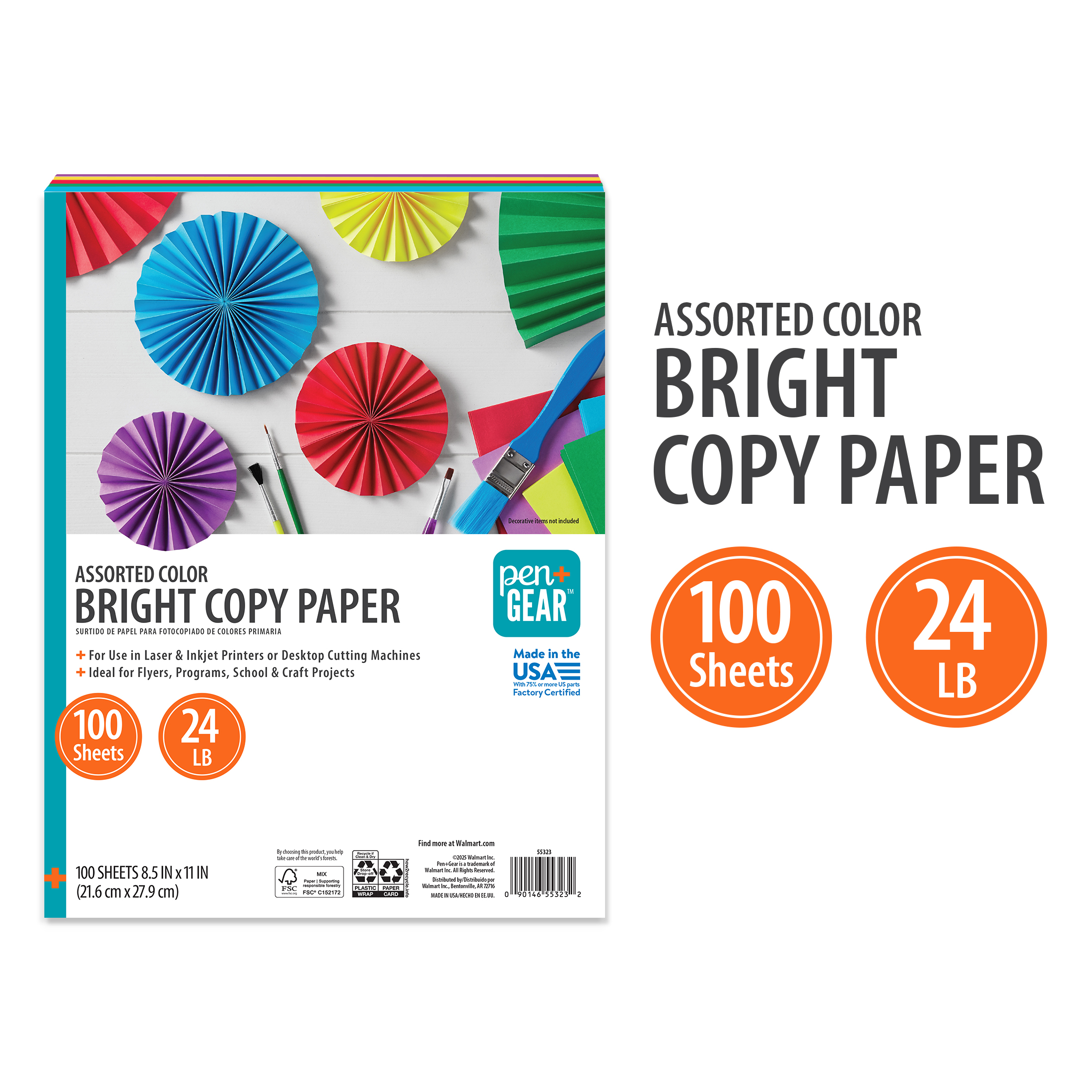 Papel para copias primario surtido Pen+Gear, 8.5" x 11", 24 lb, 100 hojas 2