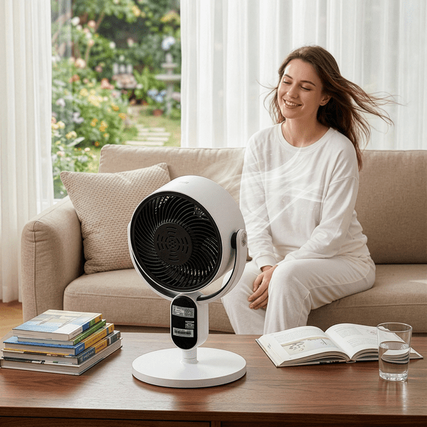 Alvantor 2-in-1 Convertible Desk & Floor Fan, with Remote Control, 3 Speeds, 12H Timer, Black & White