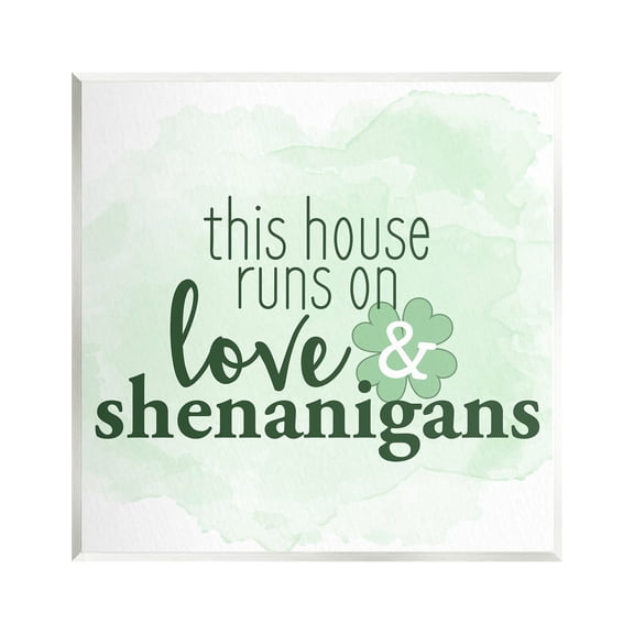 Stupell Love & Shenanigans Family Shamrock Phrase Holiday Painting Wall Plaque Unframed Art Print Wall Art