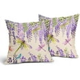thumbnail image 2 of Spring Summer Flowers Pillow Covers 16X16 Inch Watercolor Purple Wisteria Dragonfly Floral Decorative Pillow Cases Set of 2 Seasonal Throw Pillows Farmhouse Home Decor For Couch Cushion Outdoor, 2 of 6