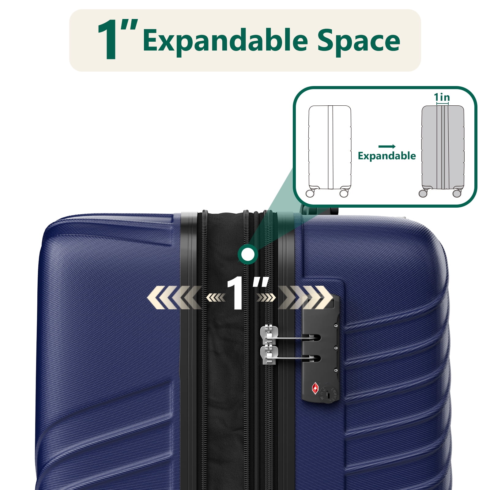 3-Piece Luggage Set - Carry-On & Large& Medium Checked Luggage with Dual Spinner Wheels - Durable Polypropylene Hardshell - TSA Lock, Airline-Approved - Expandable Hard Shell(Blue)
