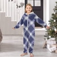 thumbnail image 6 of Blue and White Checkered Pattern One Piece Pajamas Soft Jumpsuit Cozy Sleep and Play Romper Zipper and Pockets 4T, 6 of 8