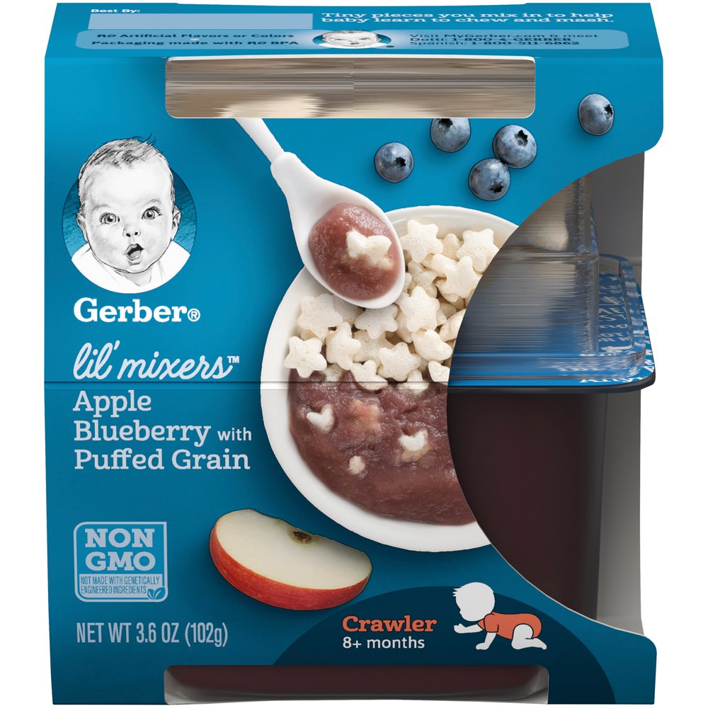 Gerber Stage 2, Apple Blueberry with Puffed Grains Baby