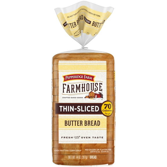 Pepperidge Farm Farmhouse Thin-Sliced Butter Bread, 14 oz Bag