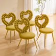 thumbnail image 3 of Silla de acento de burbuja de corazón única, silla de terciopelo de peluche con marco de metal de oro brillante, asiento lindo y moderno para la decoración del hogar, 3 of 5