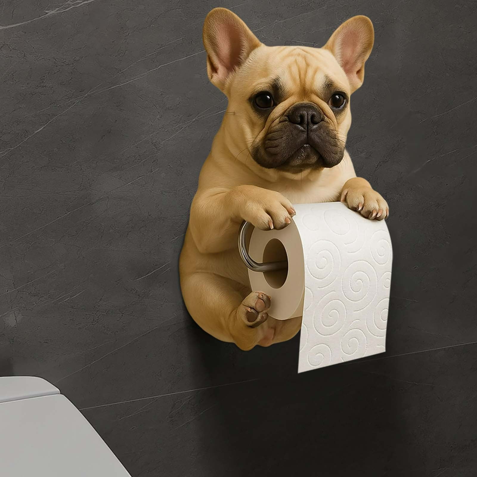 Cagogo Dog Toilet Paper Holder, Cute Dog Tissue Roll Holder Dispenser, Resin Bathroom Decor for Dog Lovers, Funny Toilet Paper Stand for Home Office, Puppy Themed Tissue Paper Organizer