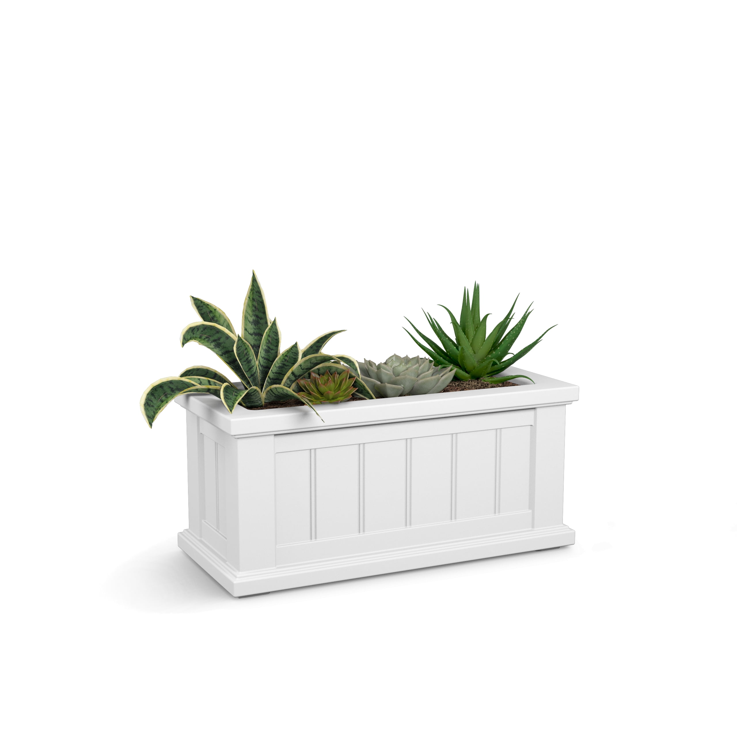 Cape Cod 24" x 11" x 11" Rectangle White Self-Watering Plastic Planter