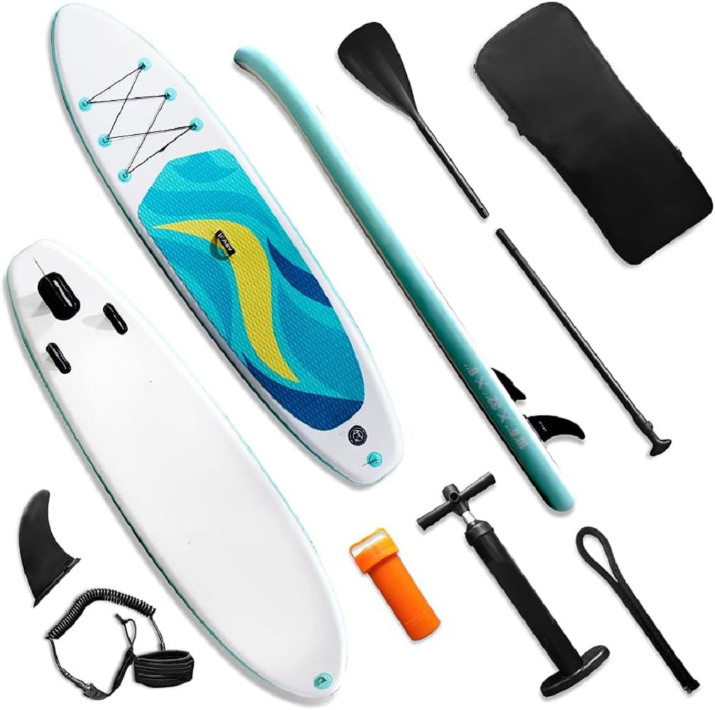 Seizeen Inflatable Paddle Board(SUP), 10'6 Stand Up Paddle Board, Non-slip Inflatable Boat with Paddle Accessories for Youth & Adult, 6'' Extra Thick, Lake Blue