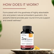 Sandhu's Zinc Quercetin 120 Vegetarian Capsules (Pack of 2) | High Absorption Zink Supplements for Immunity and Seasonal Allergy | Antioxidant Immune Support for Men and Women | Easy to Swallow
