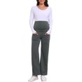 thumbnail image 2 of INSPIRE CHIC Maternity Work Pants Over the Belly Pregnancy Pants - High Stretchy, Wide Leg Loose, Business Casual S Grey, 2 of 6