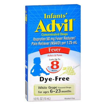 Advil Fever Infants Concentrated Drops, White Grape Flavored Dye-Free - 0.5 Oz, 6 Pack