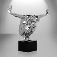 thumbnail image 4 of Modern Decorative Saluting Man Resin Large Sculpture 37" Wide x 19" Tall // Chrome, 4 of 9