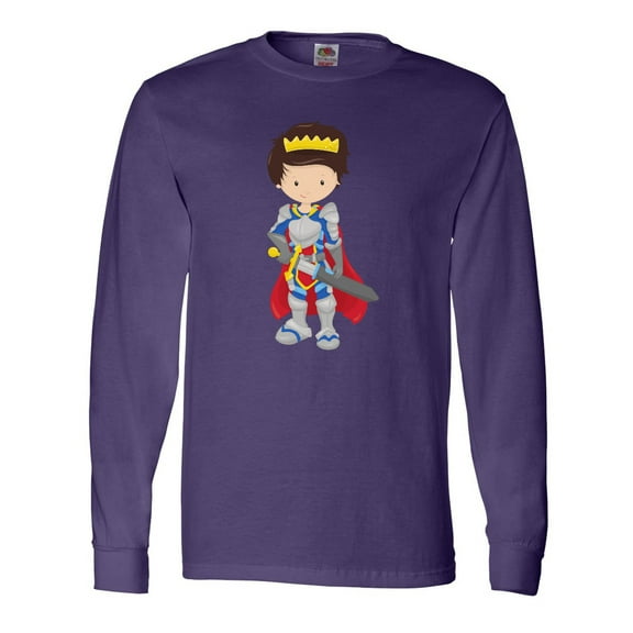 Inktastic Boy Prince, Knight In Shining Armor, Brown Hair Long Sleeve T-Shirt