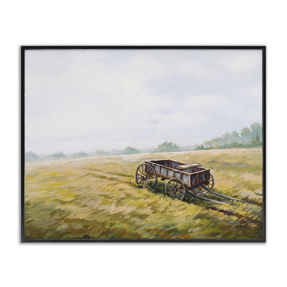 Stupell Industries Farmhouse Wild West Wagon Cart Rural Hill Farm Scenery Black Framed Giclee Art, 14 x 11, by Bruce Nawrocke