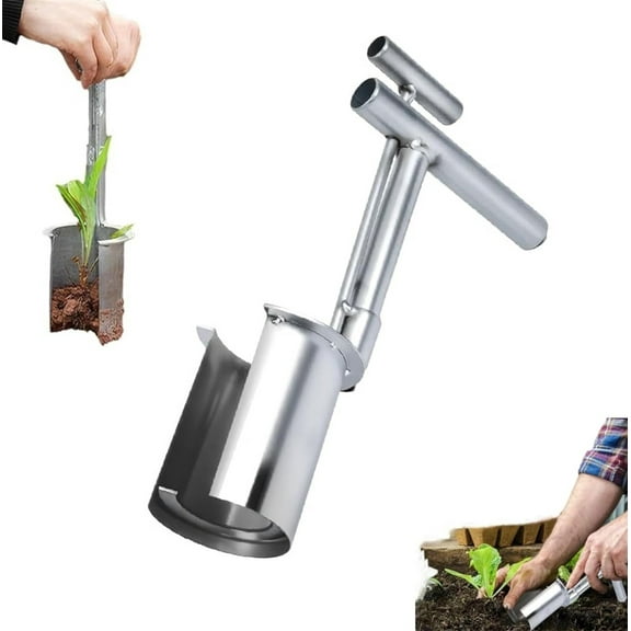 Stainless Steel Seedling Transplanter,Happon Gardening Bulb Transplanter,Heavy-Duty Garden Hand Tools, Easy Seed & Bulb Planting Tool for Flowers, Vegetables, Fruit Trees