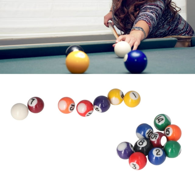 25mm Mini Billiard Ball Complete 16 Balls Set American Style Resin Pool Table Balls Accessories