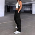 thumbnail image 4 of Women's High Waisted Cargo Pants Travel Y2K Streetwear Baggy Stretchy Pants with 6 Pockets Black XL, 4 of 6