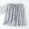thumbnail image 2 of TIWEKE Cotton Short Lounge Pants for Men - 100% Soft Plaid Sleeping Pajama Pants with Pockets Blue,L, 2 of 9