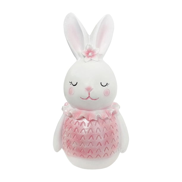 Estatua de conejo, decoración de mesa de Pascua, regalo de inauguración de la casa, colección minimalista Rosa