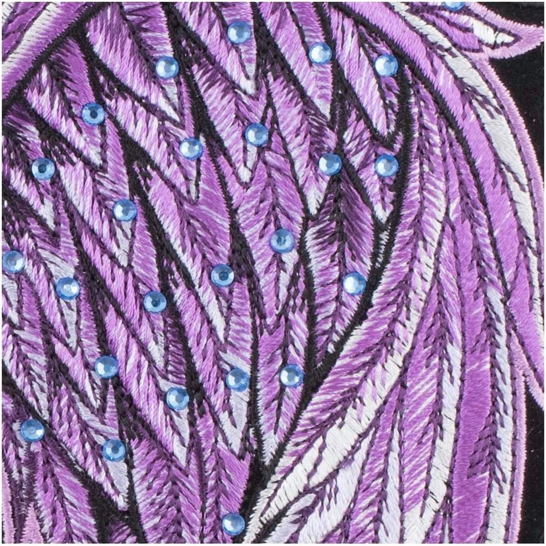 Split Purple Angel Wings Rhinestone Patch, Medium Size