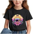 thumbnail image 2 of Frwgonr Little Girl Tops Short Sleeve Girls Casual Shirts Graphic Tops Back of School Clothes Black, Size 3-15 Years, 2 of 6